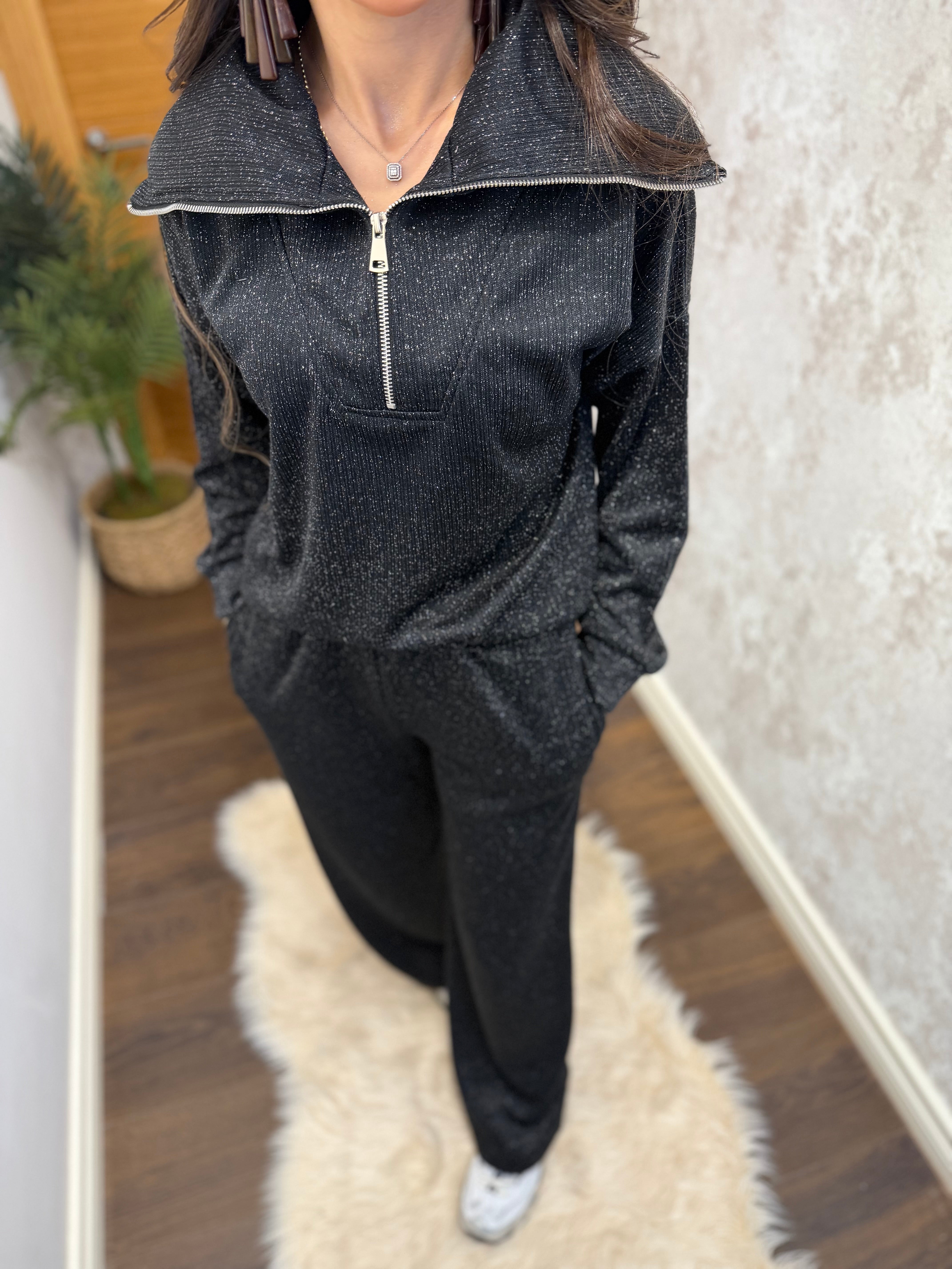 🖤 Fermuarlı Yaka Triko Eşofman Takımı
