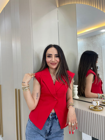 ✨ Kırmızı Vatkalı Yelek ✨