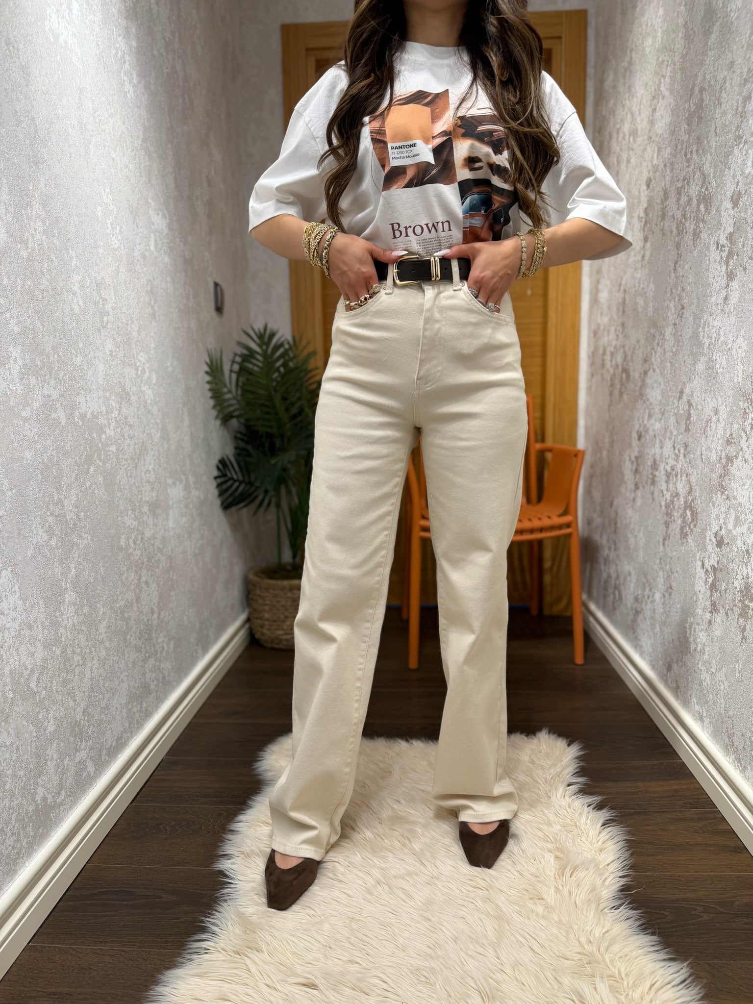 Yüksek Bel Straight Fit Pantolon