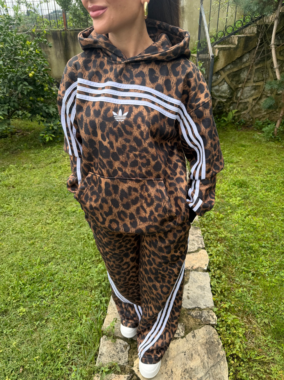 Leopar desenli iç polarlı takımı