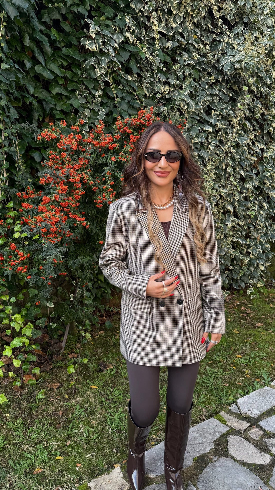 Kruvaze Kesim Desenli Blazer Ceket