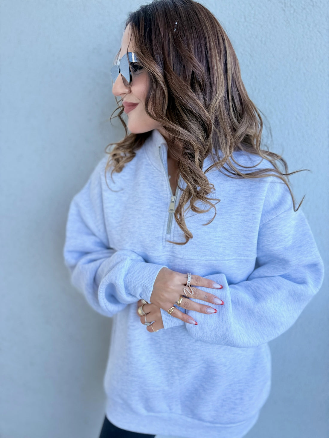 Yarım Fermuarlı Oversize Sweatshirt