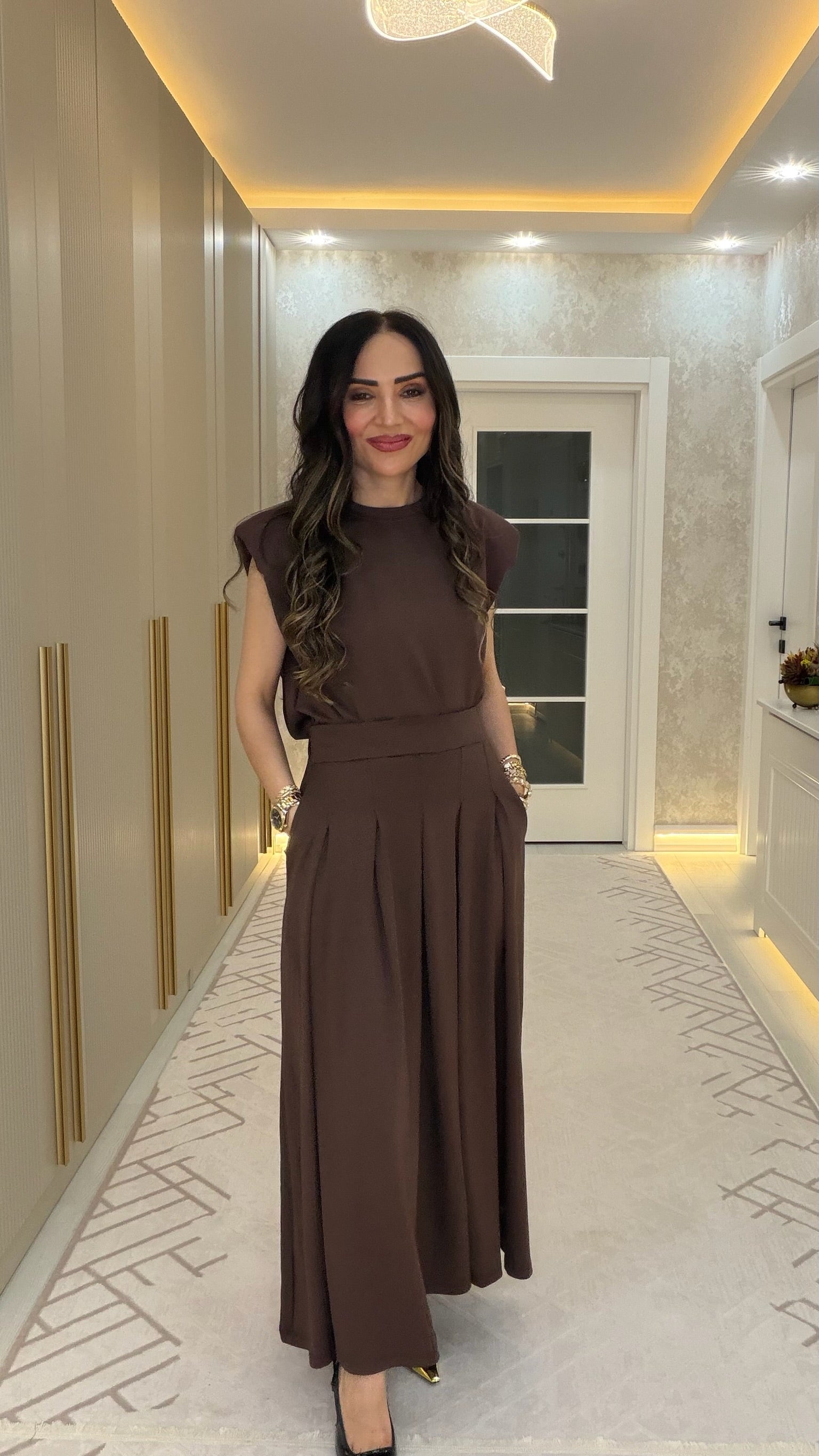Vatkalı Bluz Pantolon Takım