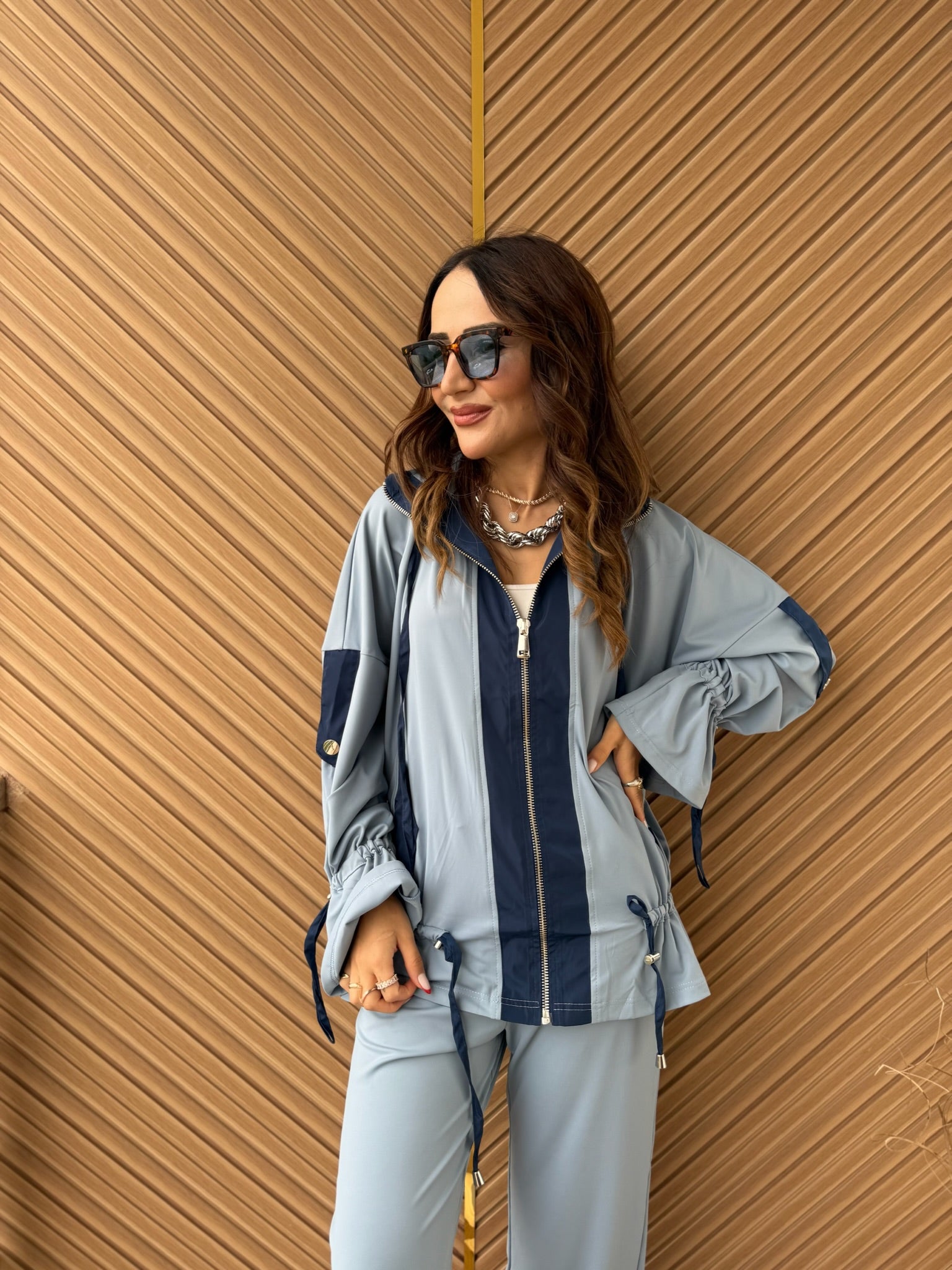Fermuarlı Oversize Ceket & Pantolon Takım