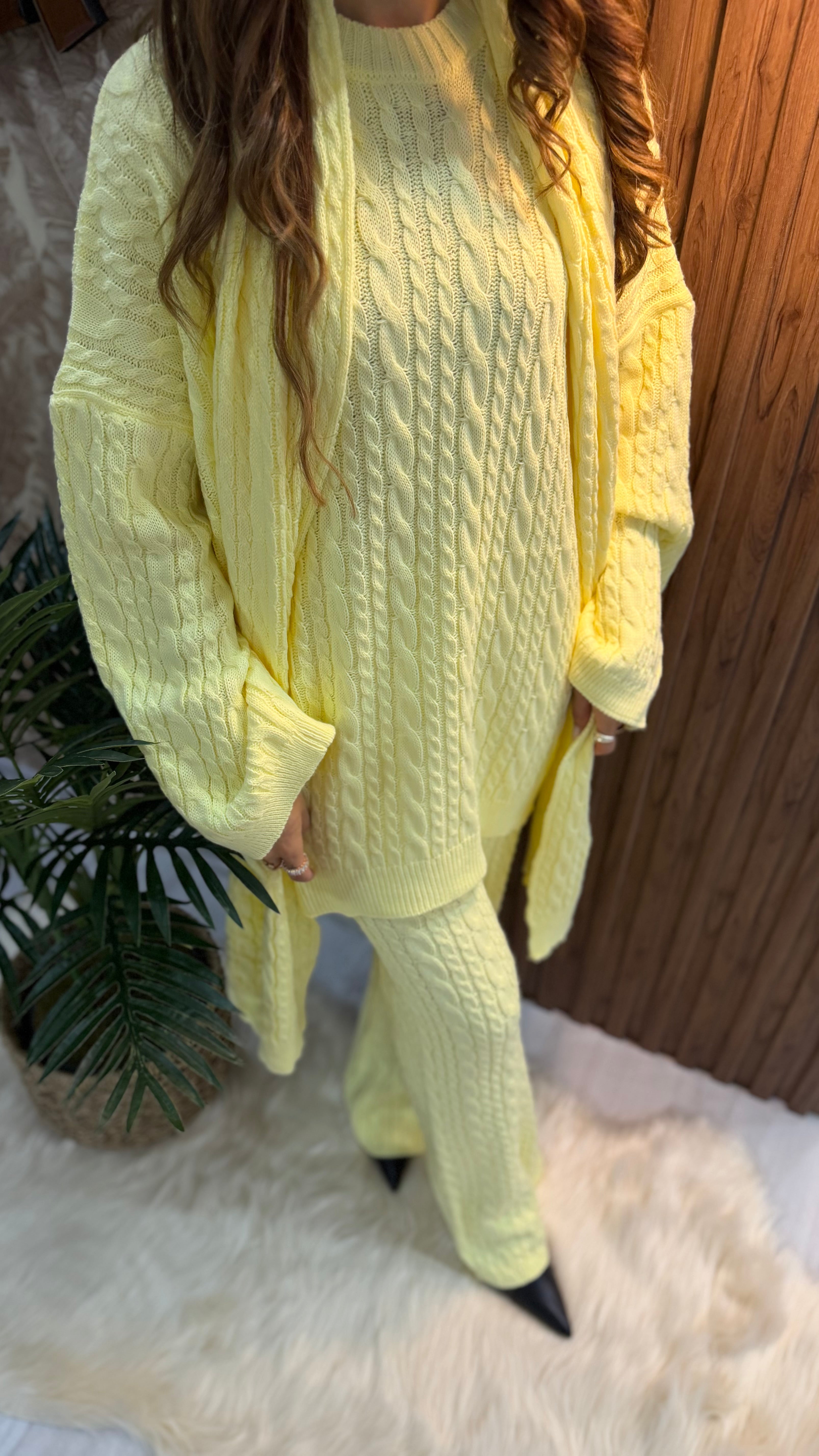 💛 Şal Detaylı Triko Takım 💛
