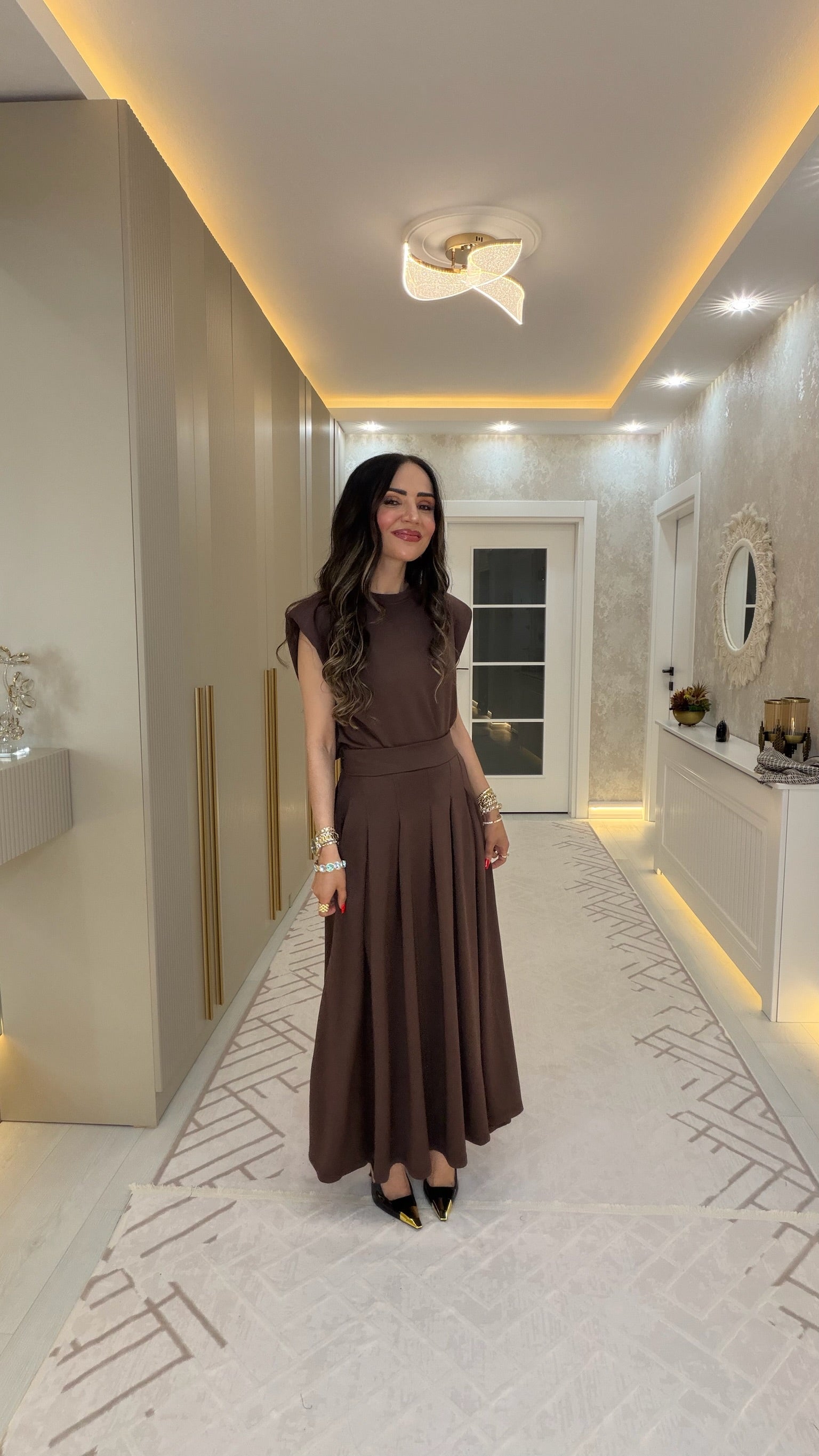 Vatkalı Bluz Pantolon Takım