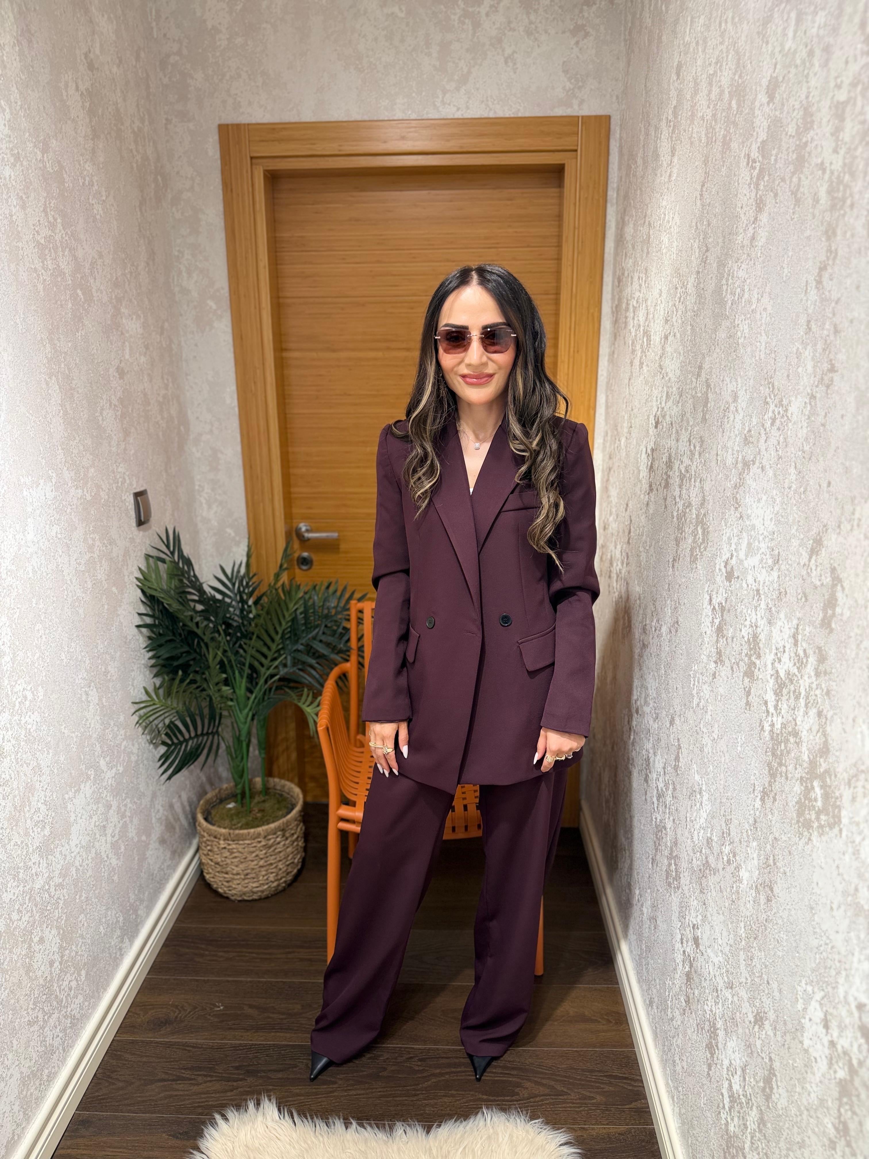 Mürdüm Blazer Pantolon Takım