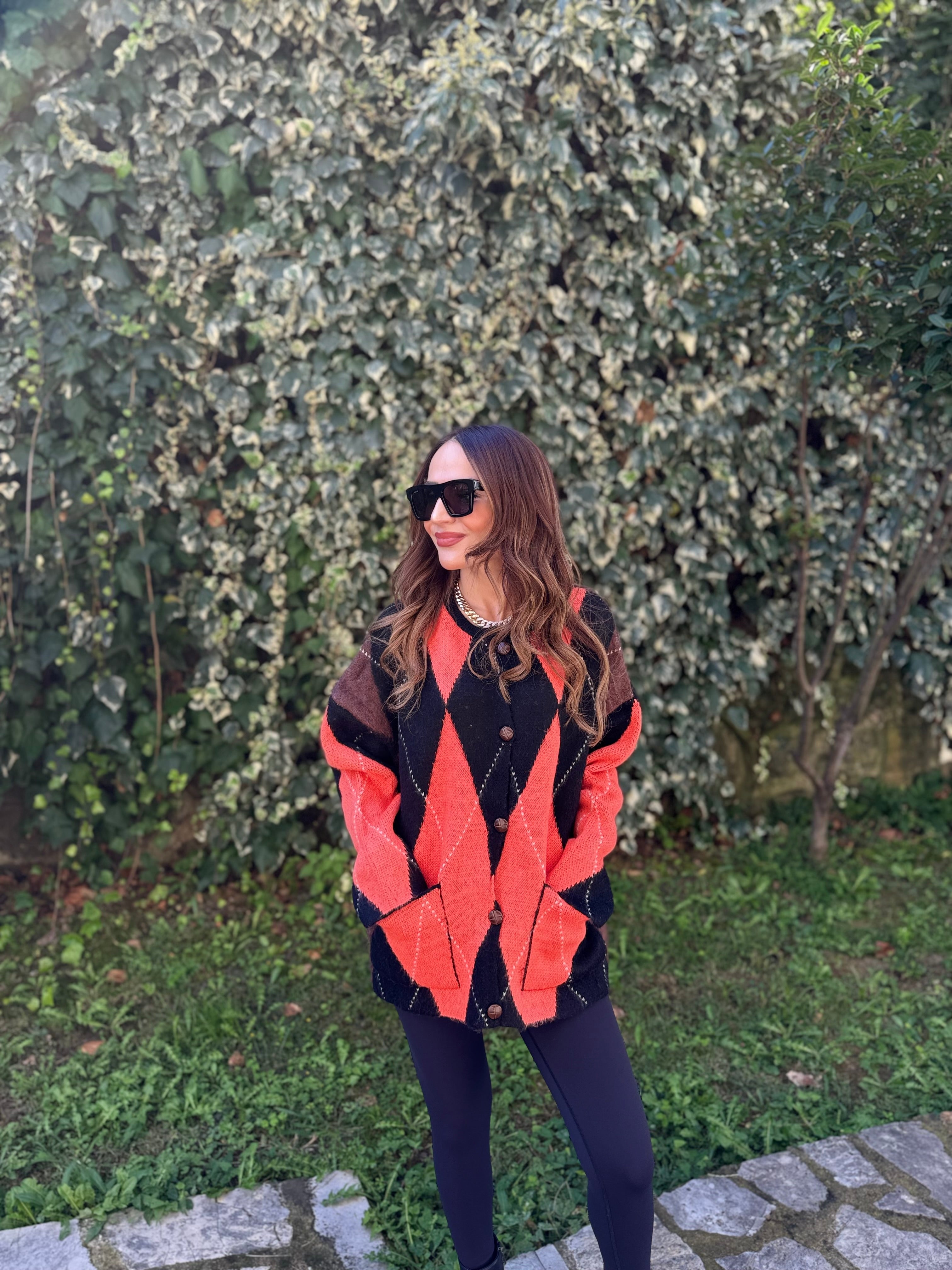 🧡🖤 Desenli Triko Hırka 🖤🧡