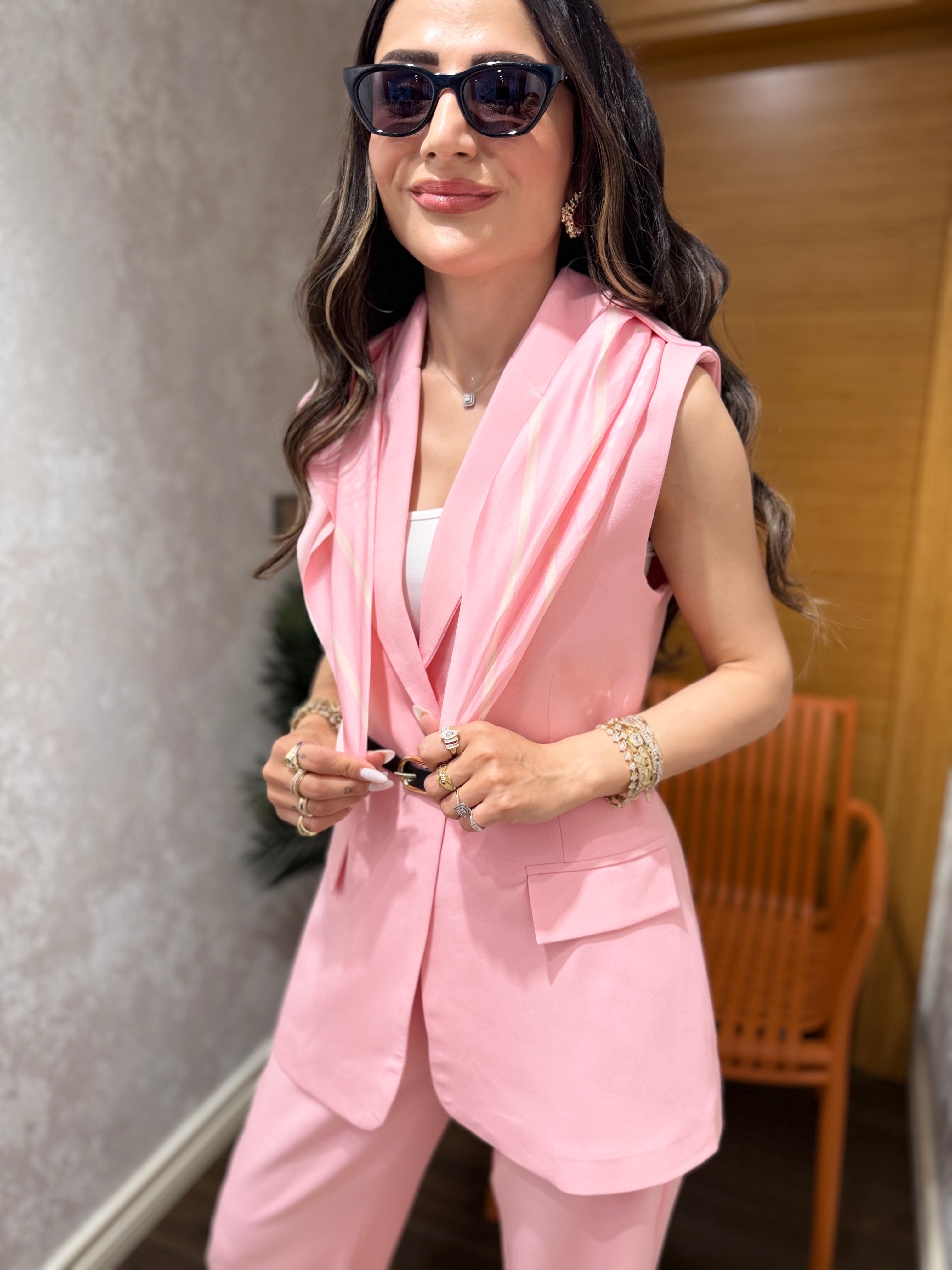 Şal Detaylı Klasik İkili Takım ✨