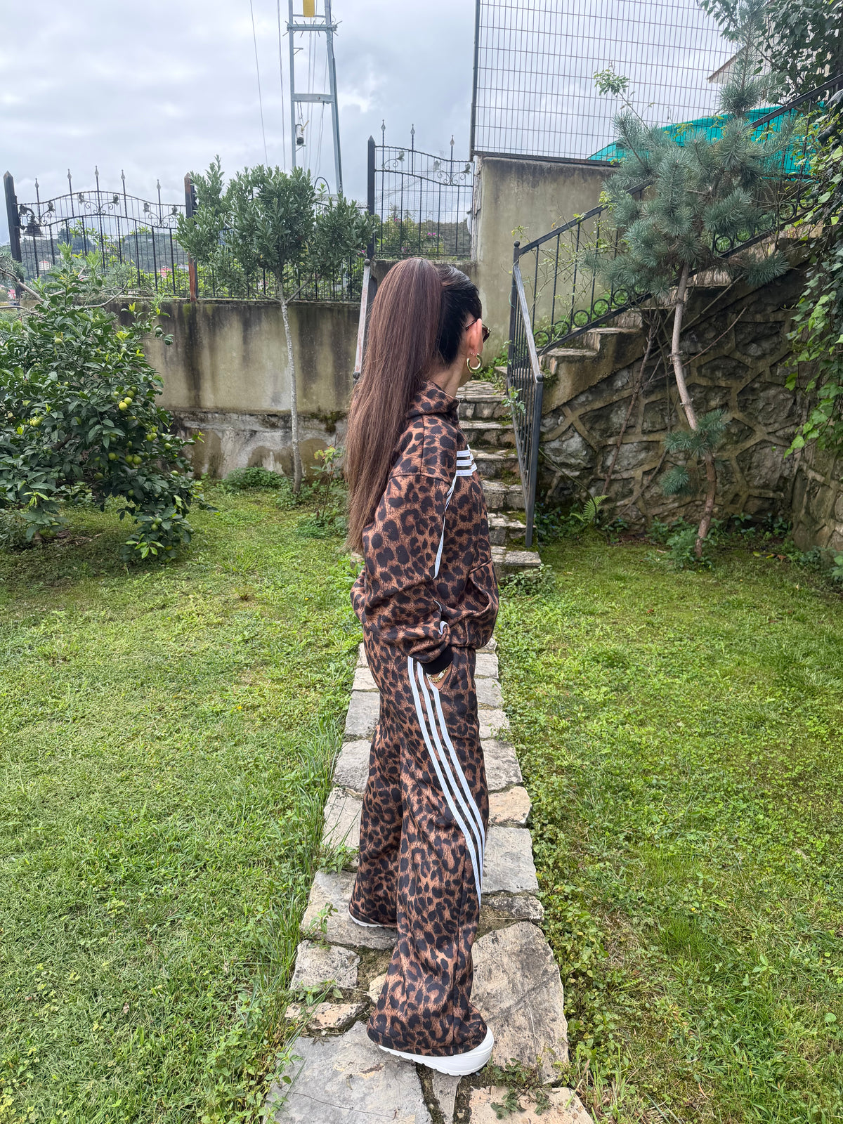 Leopar desenli iç polarlı takımı