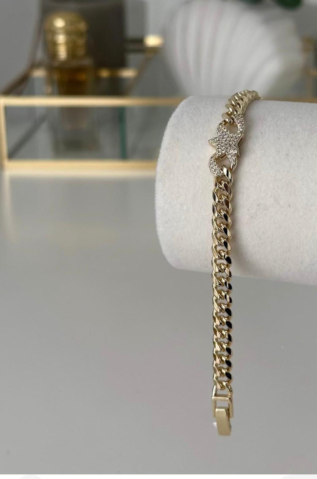 Minimal Oval Taş Detaylı Ayarlanabilir Gold Bileklik