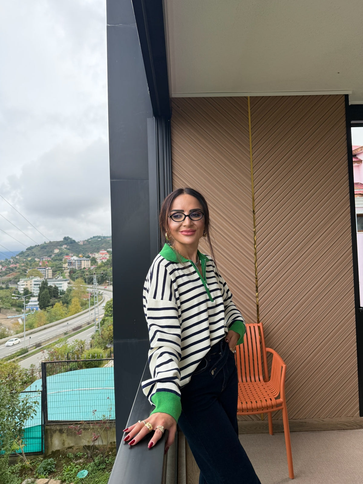 Çizgili Polo Yaka Triko 💙💚