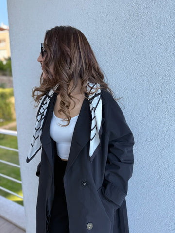 Klasik Kesim Siyah Trençkot