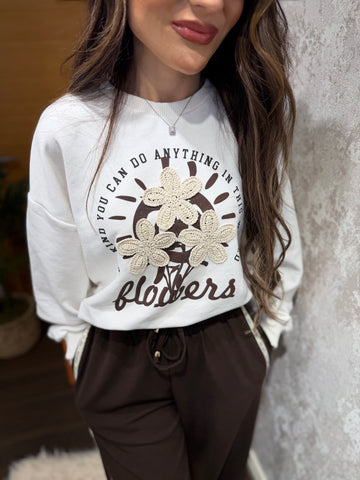 🌼 Çiçek Aplikeli Oversize Sweatshirt