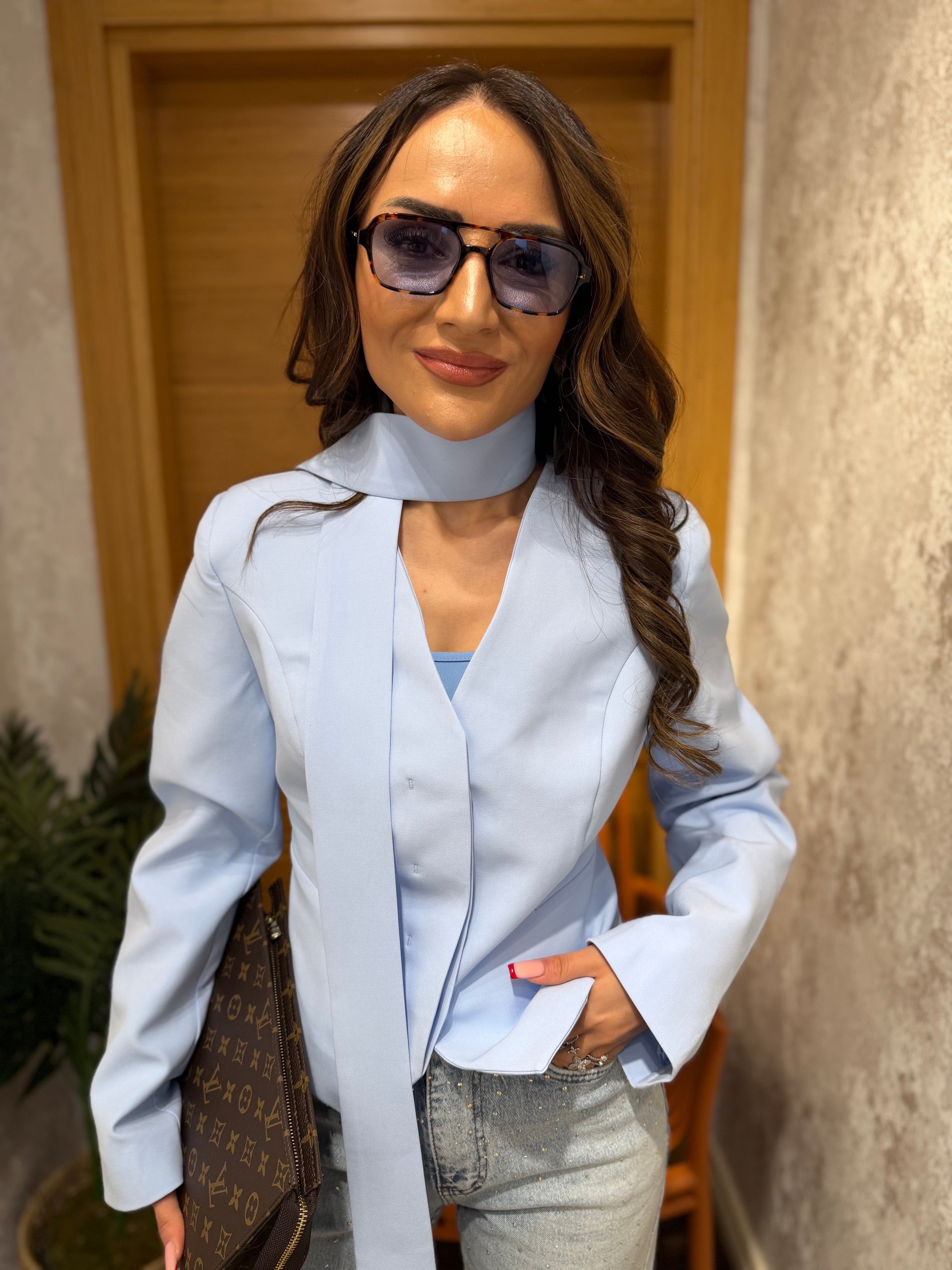Şal Detaylı Blazer Ceket