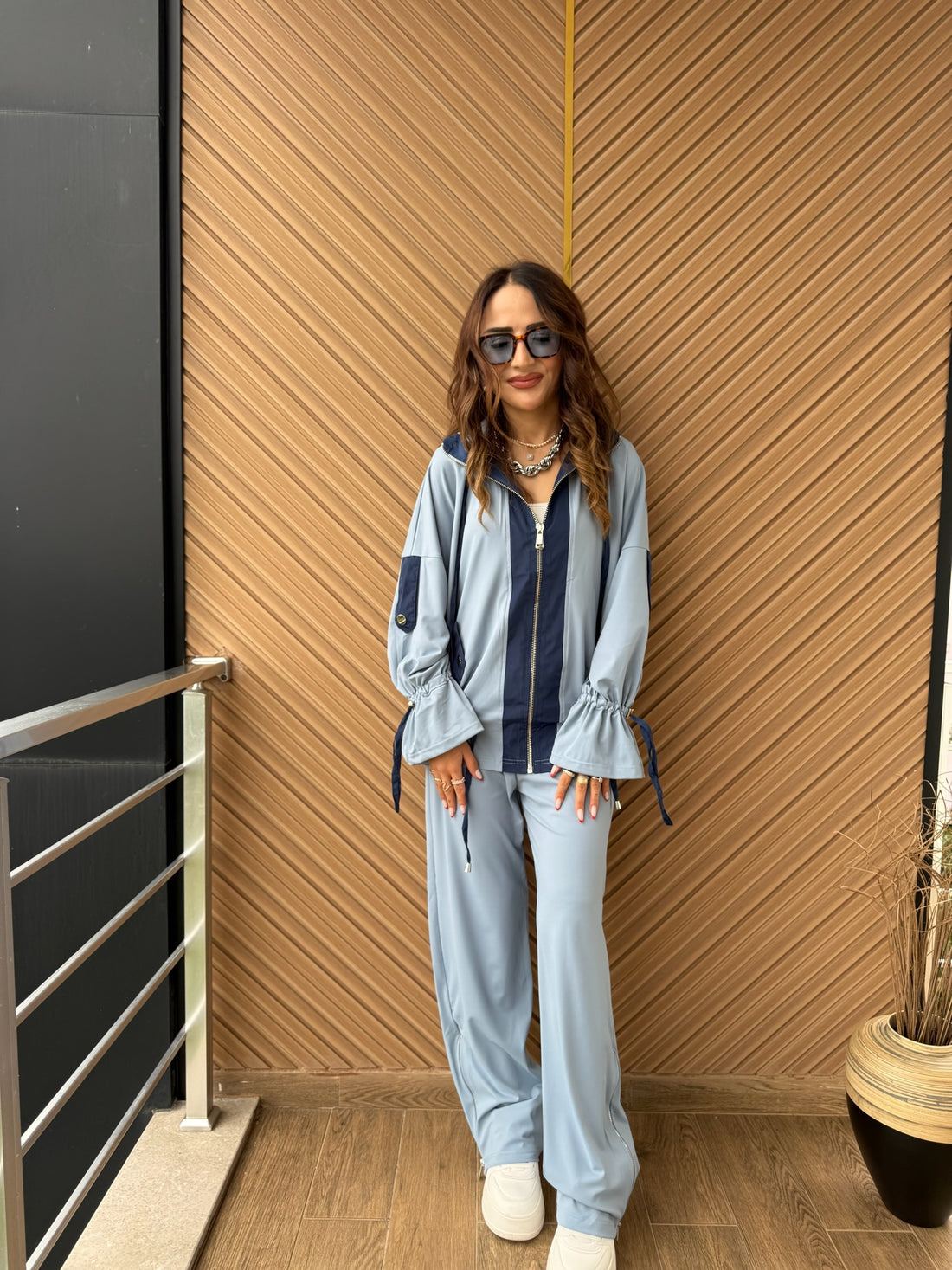 Fermuarlı Oversize Ceket & Pantolon Takım