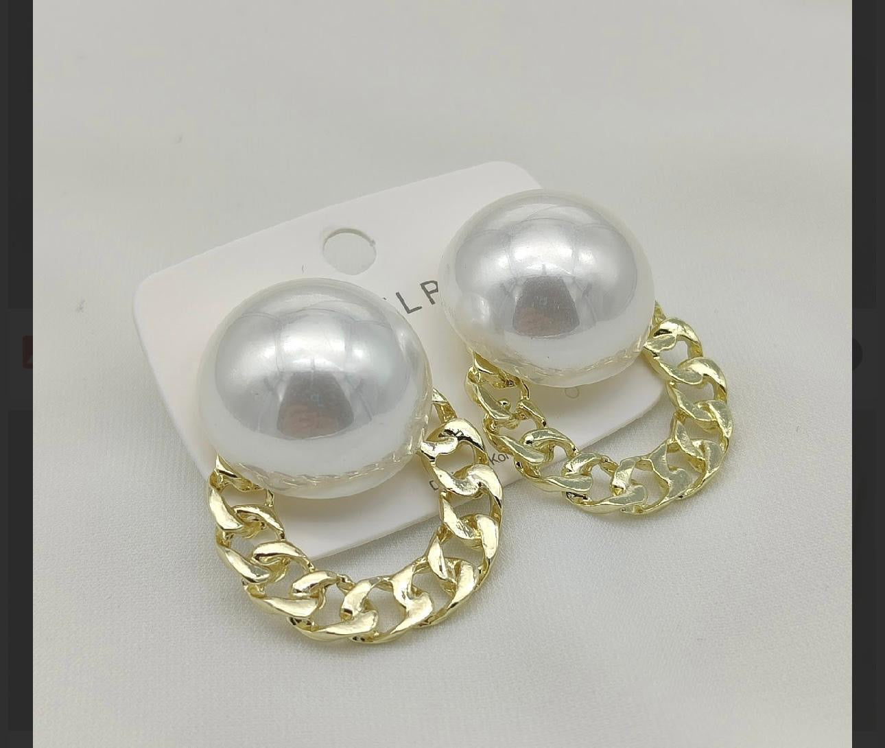 Gold Zincir Detaylı İnci Küpe