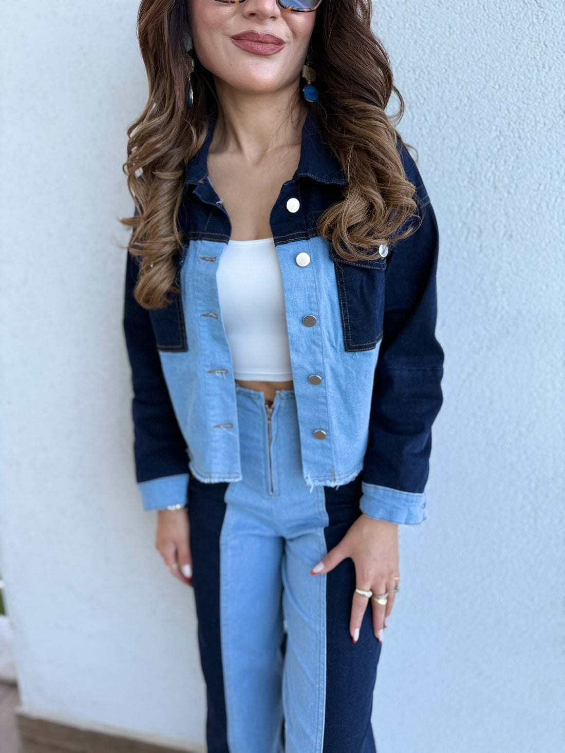 Fermuar Detaylı Denim Takım