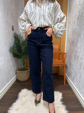 Yüksek Bel Straight Fit Jean Pantolon
