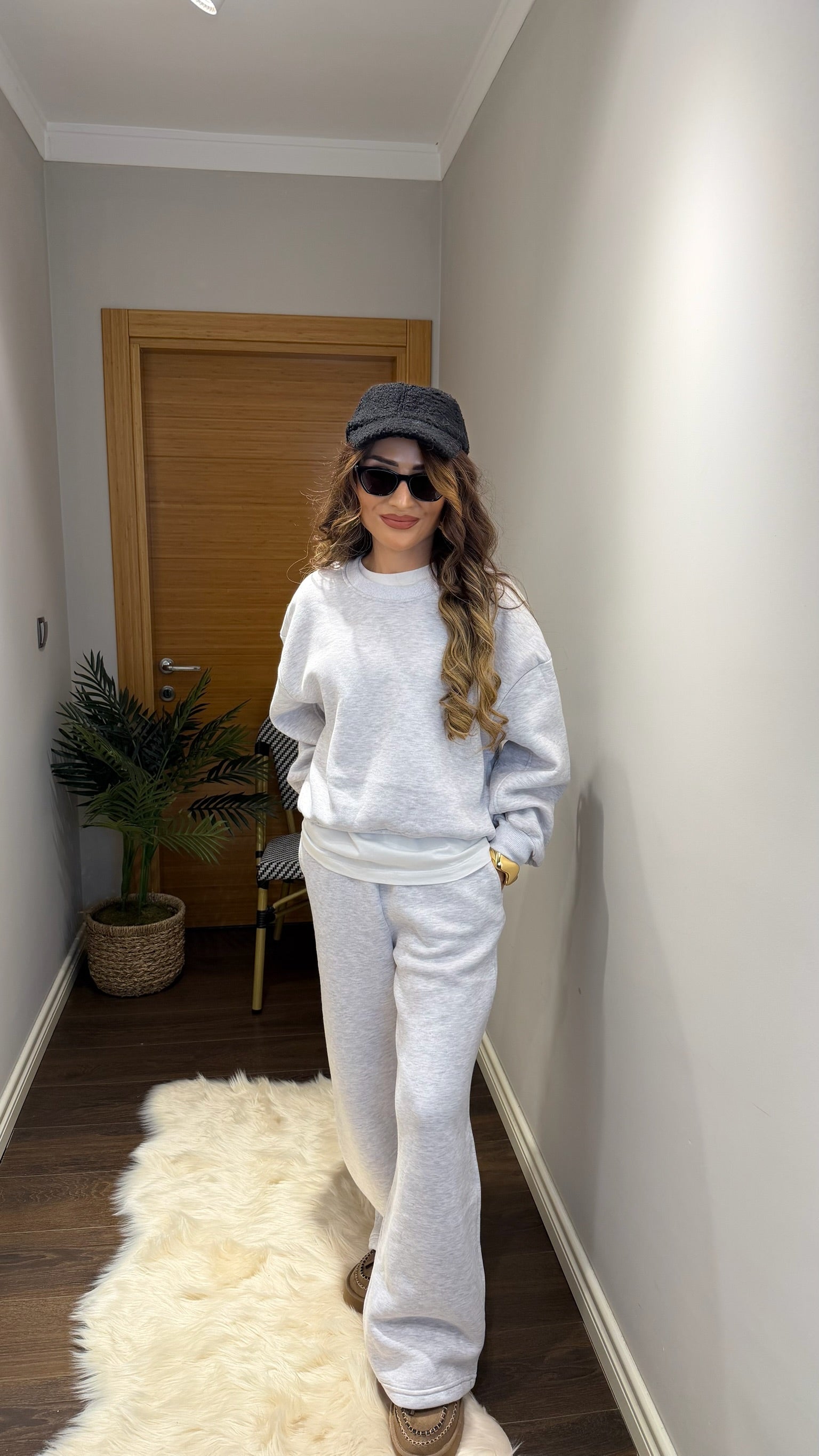 Oversize Sweatshirt & Eşofman Altı Gri Takım