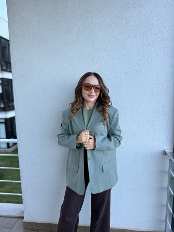 Oversize Kesim Çağla Yeşili Ceket