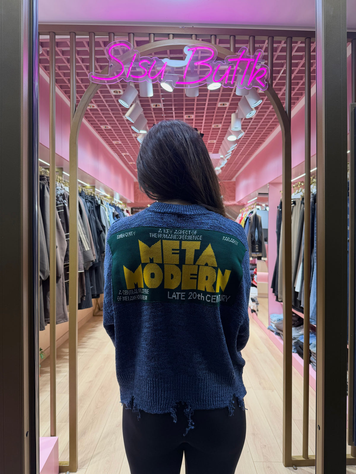 Baskılı salaş triko kazak