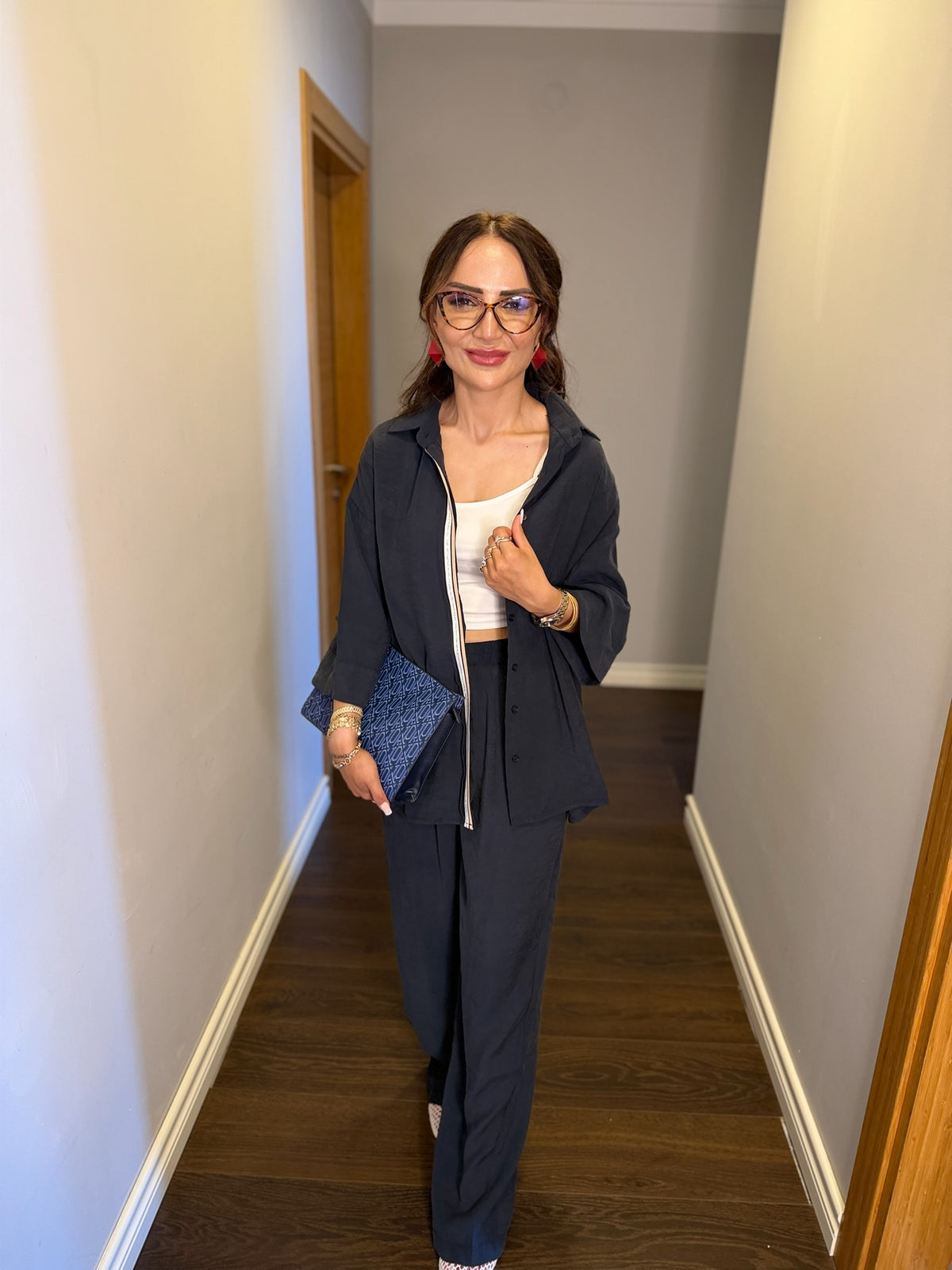 Düğme Detaylı Gömlek & Pantolon Takım
