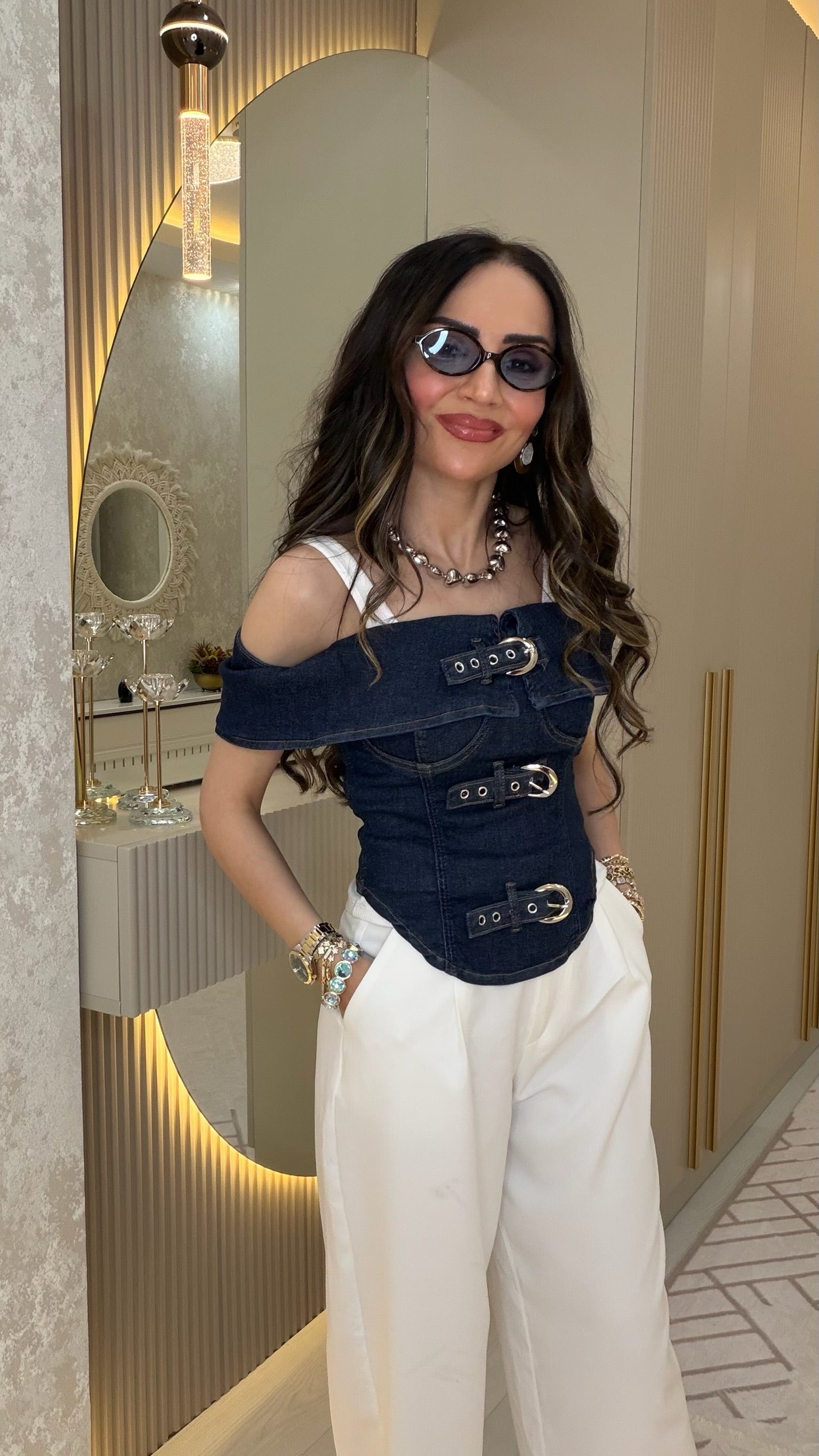 Toka Detaylı Kot Bluz