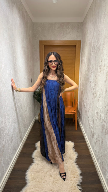 Renk Geçişli Askılı Maxi Elbise