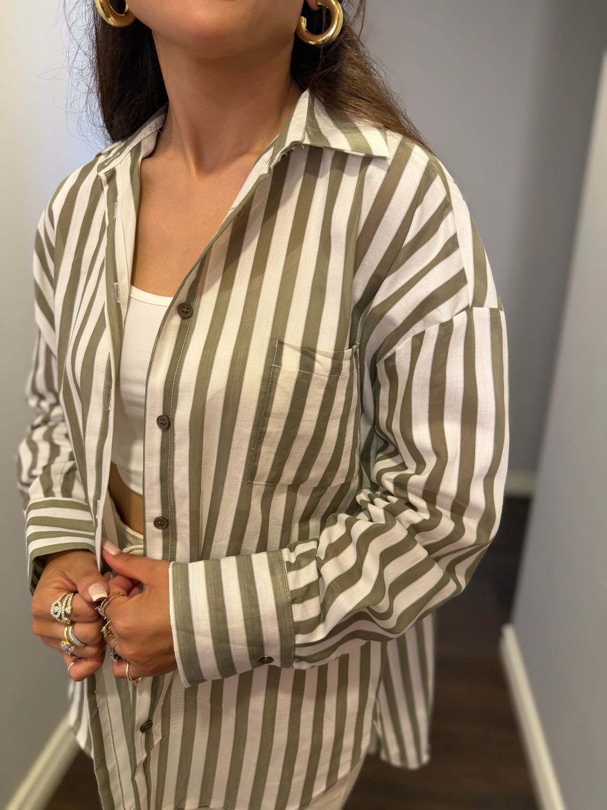 Çizgili Oversize Gömlek