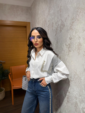 Taş Detaylı Modern Kesim Gömlek ✨