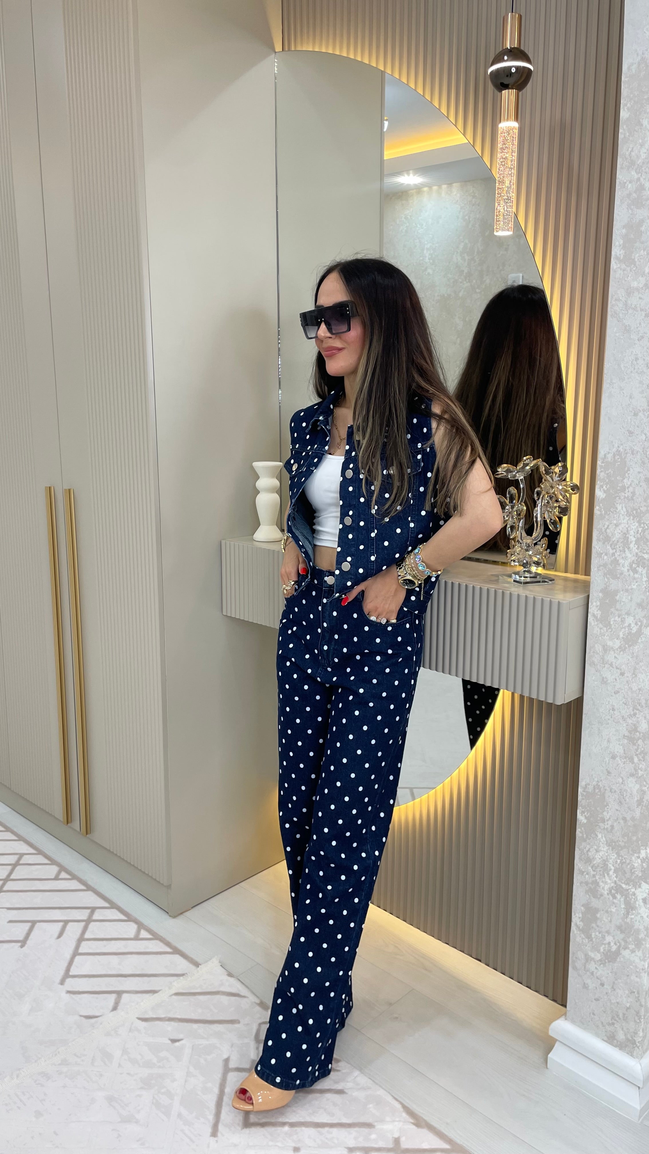 ✨ Puantiyeli Denim Takım ✨