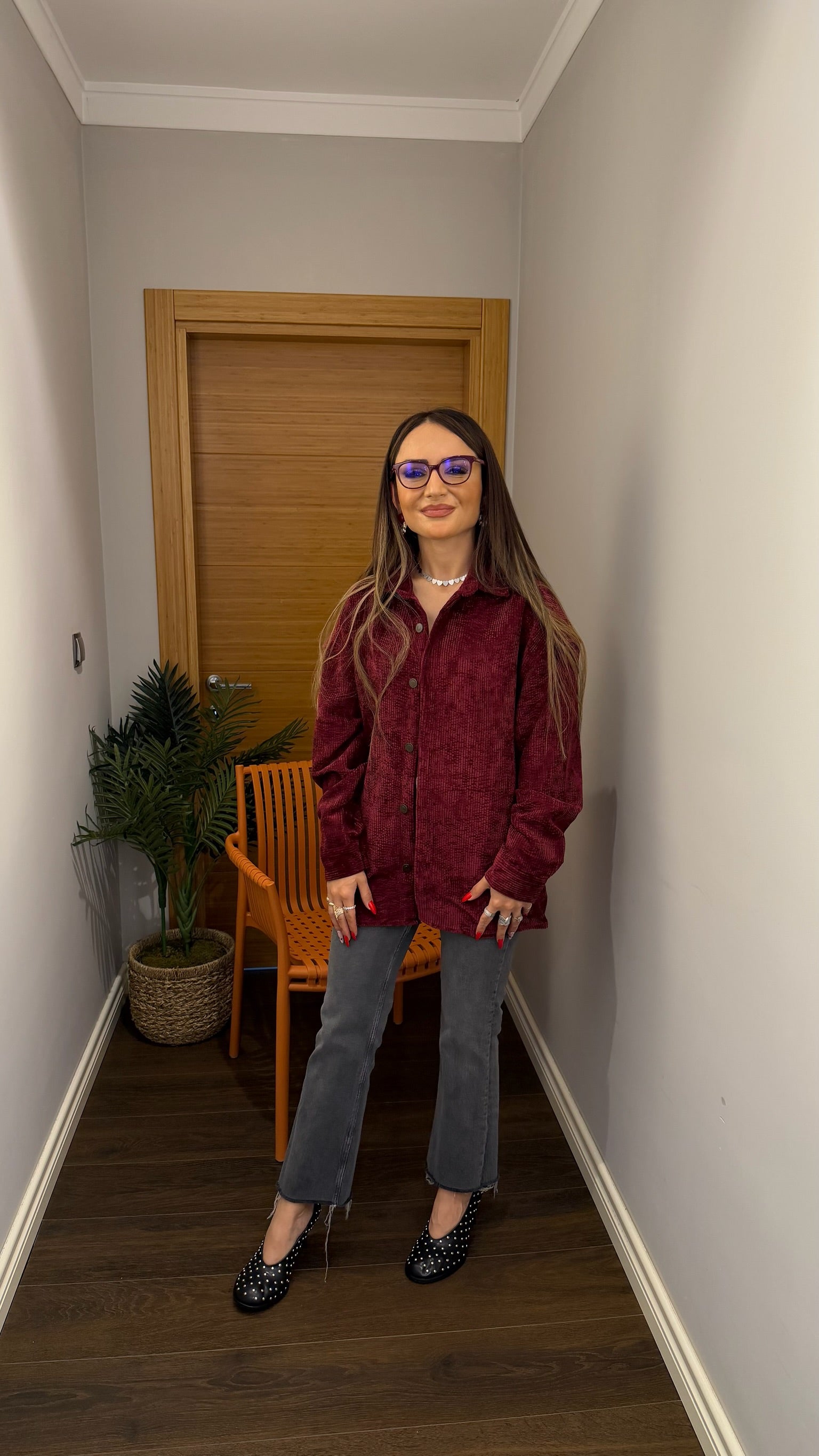 Kadife Dokulu Gömlek