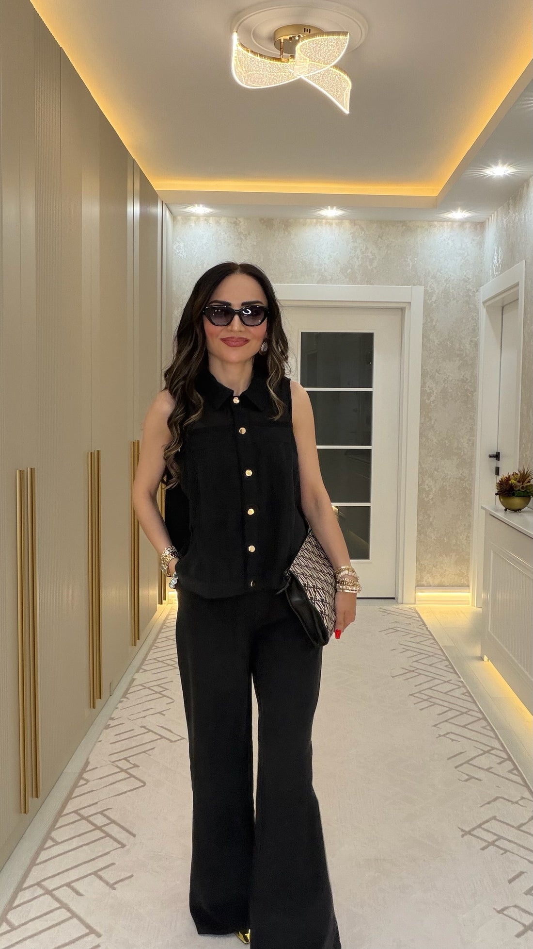 Düğme Detaylı İkili Takım
