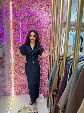 Denim Midi Elbise 🖤💙
