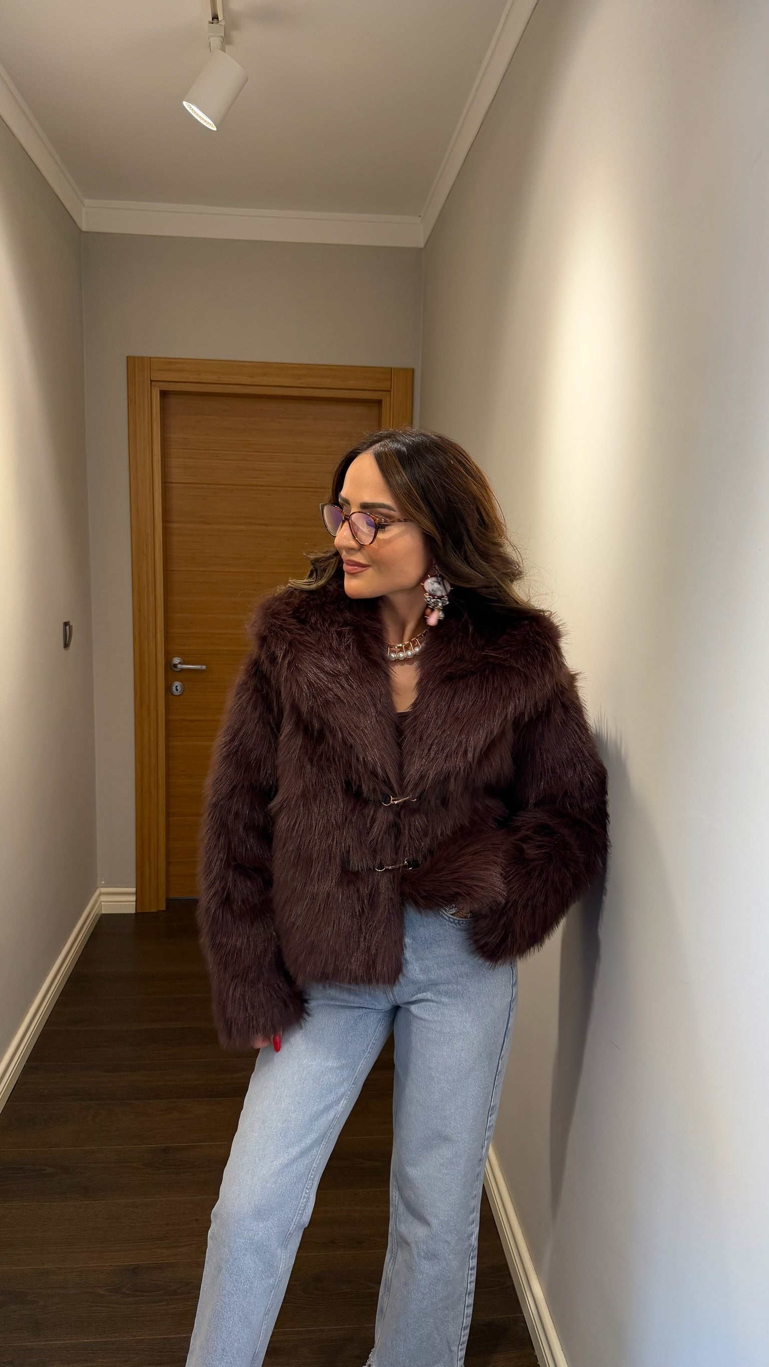 Tokalı Peluş Kürk Ceket