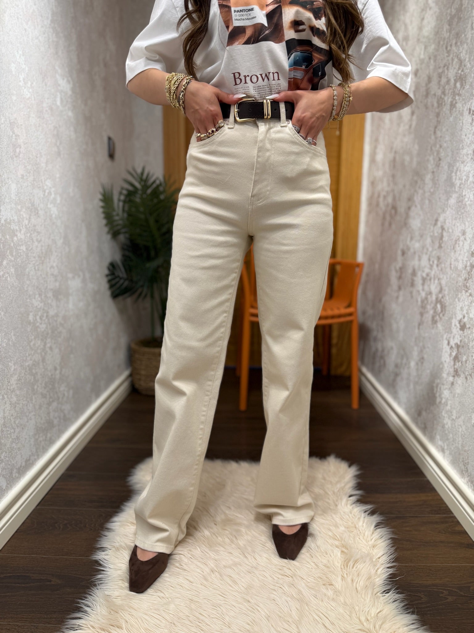 Yüksek Bel Straight Fit Pantolon