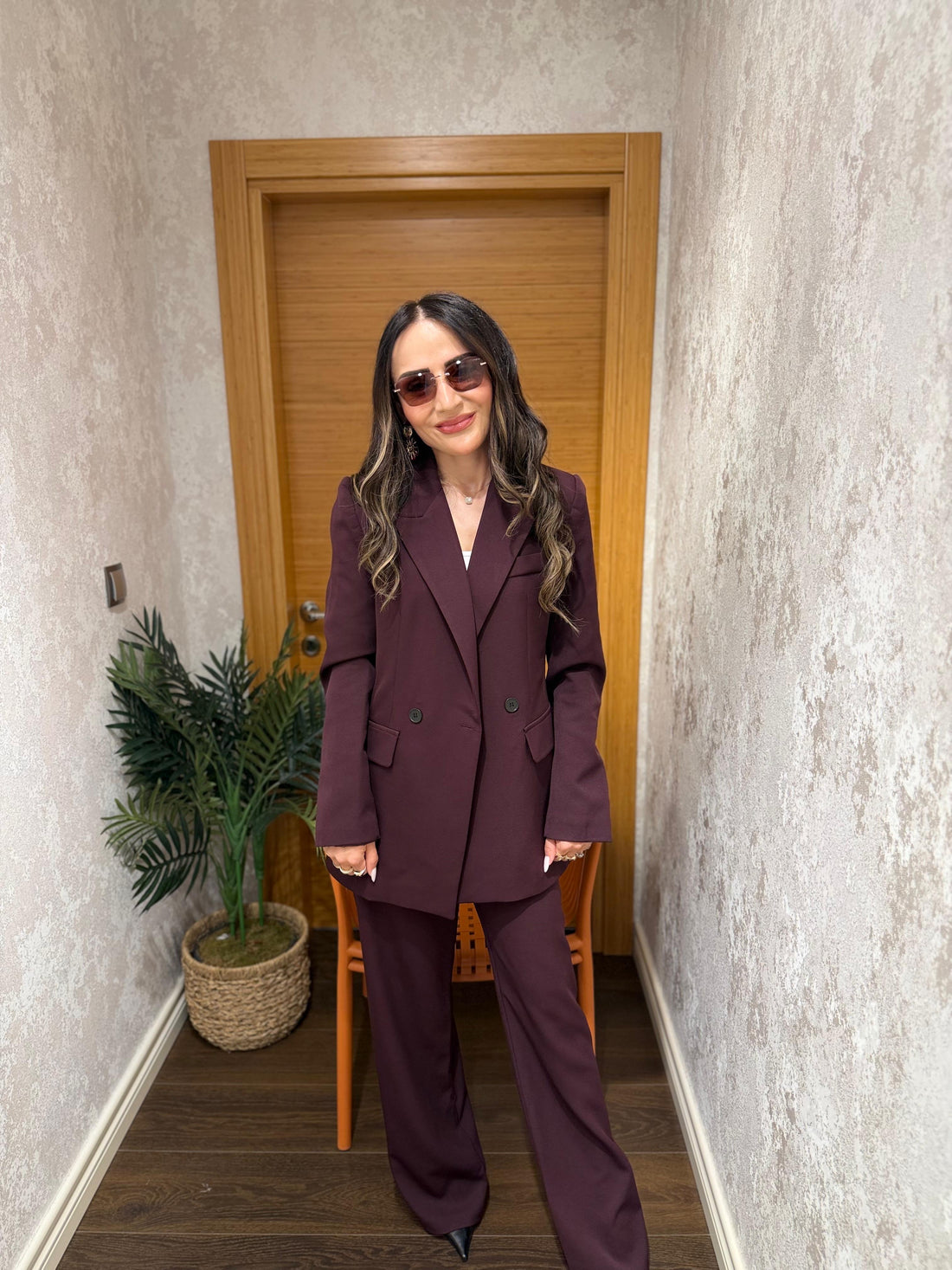 Mürdüm Blazer Pantolon Takım