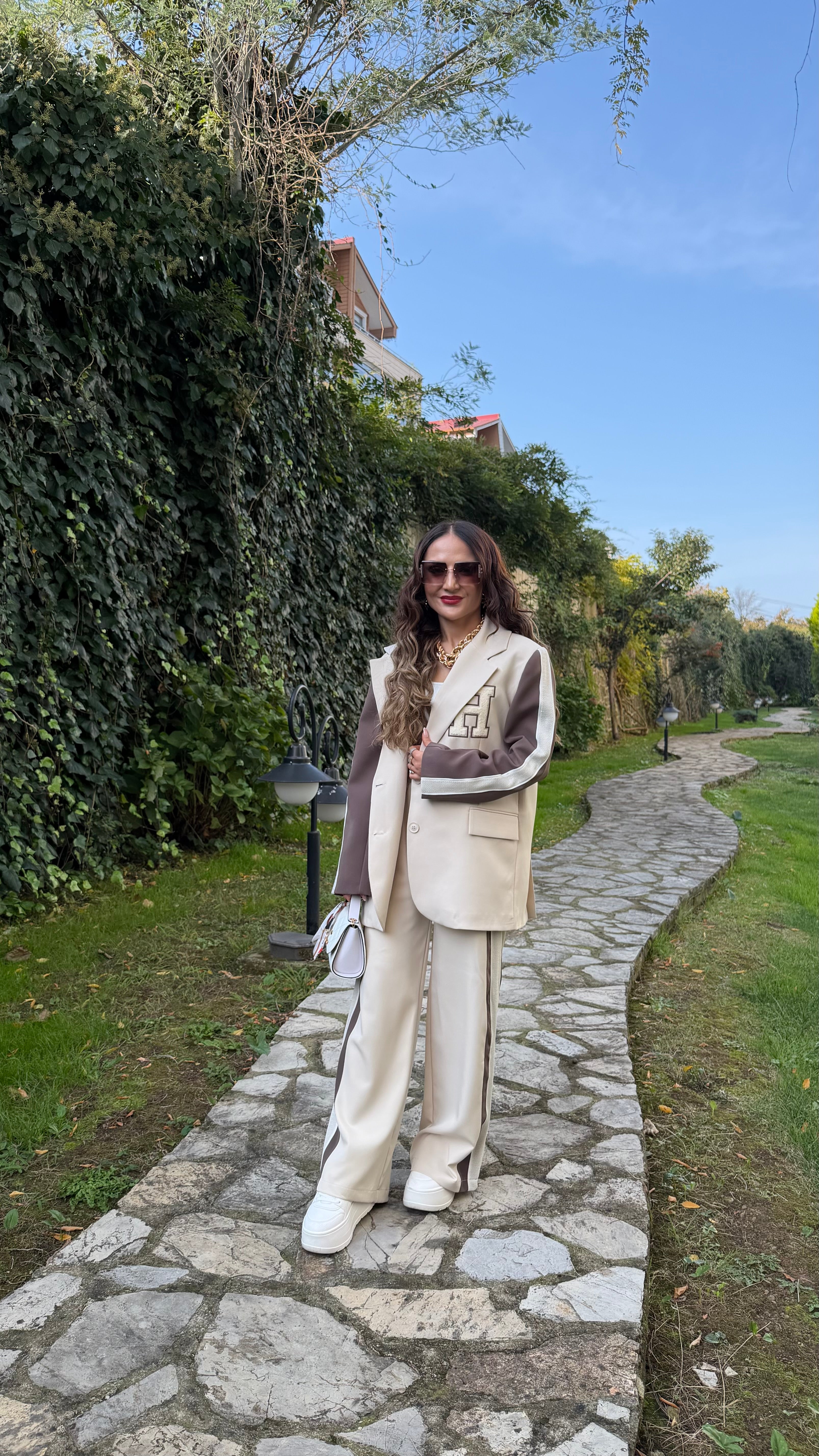 🤎🤍 Şerit Detaylı Blazer Pantolon Takım 🤍🤎