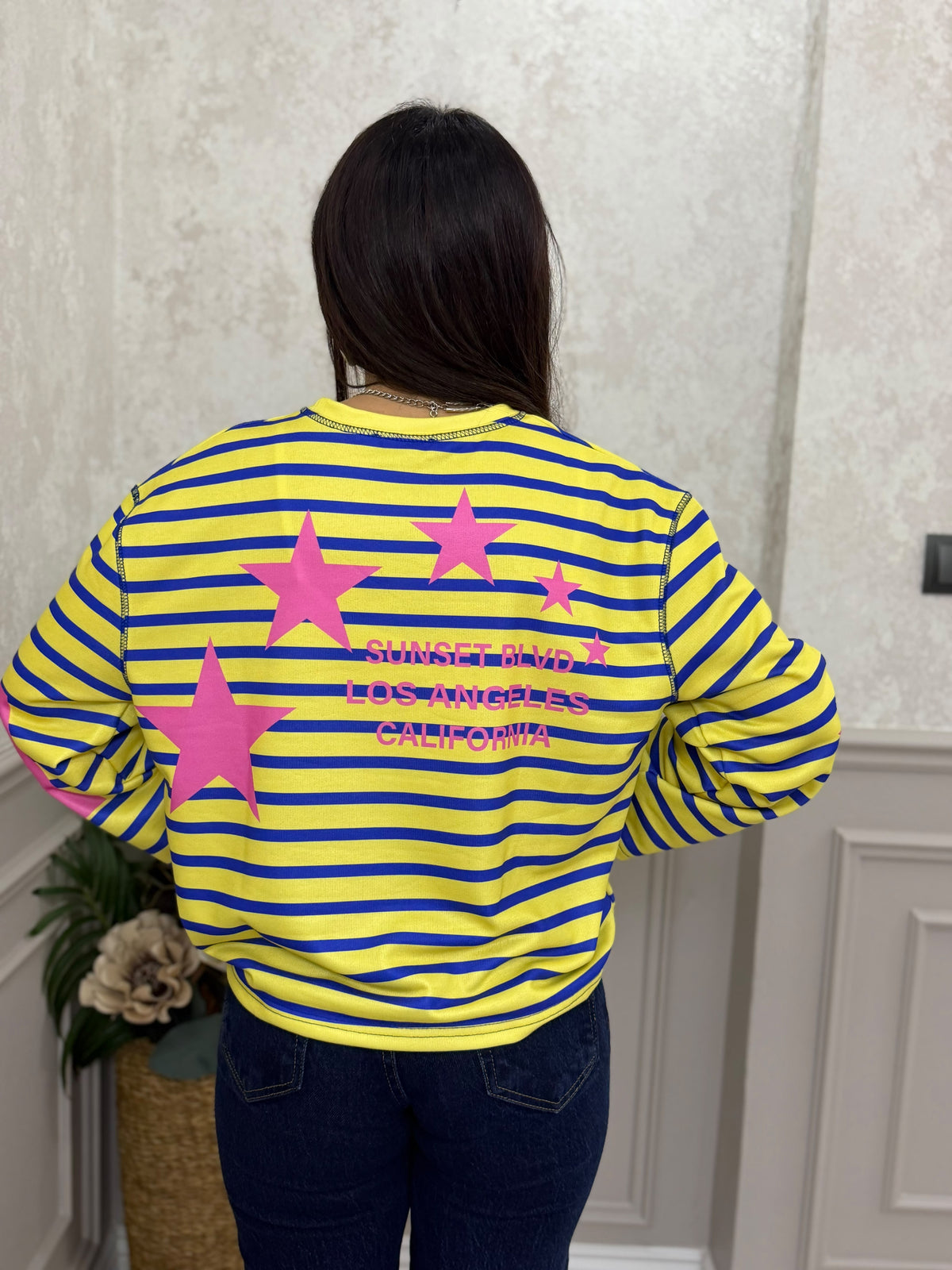 Çizgili Yıldız Detaylı Sweatshirt